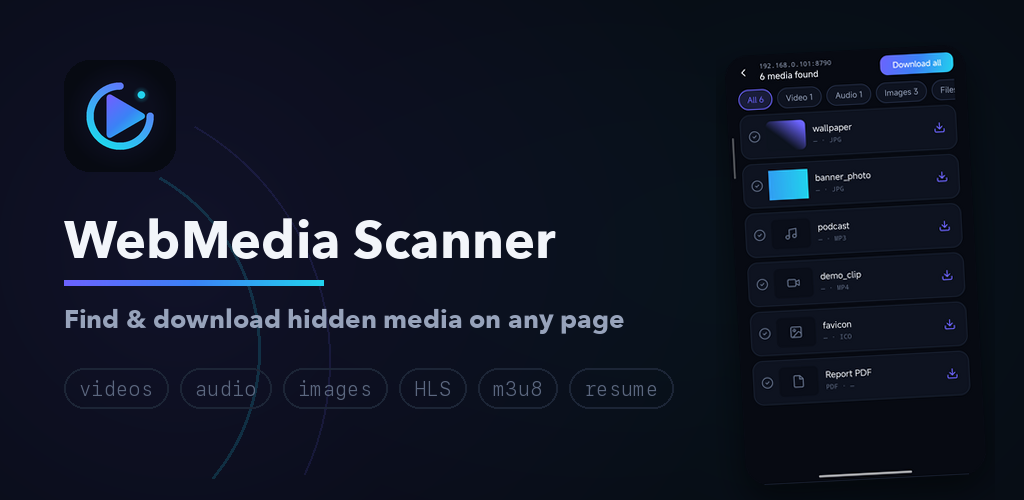 WebMedia Scanner โ find and download hidden media from any web page